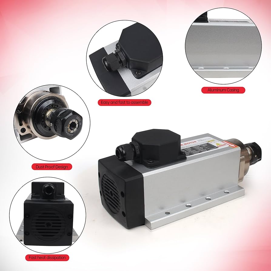 CNCTOPBAOS 2200W 220V CNC Router Spindle Motor,Square 2.2KW